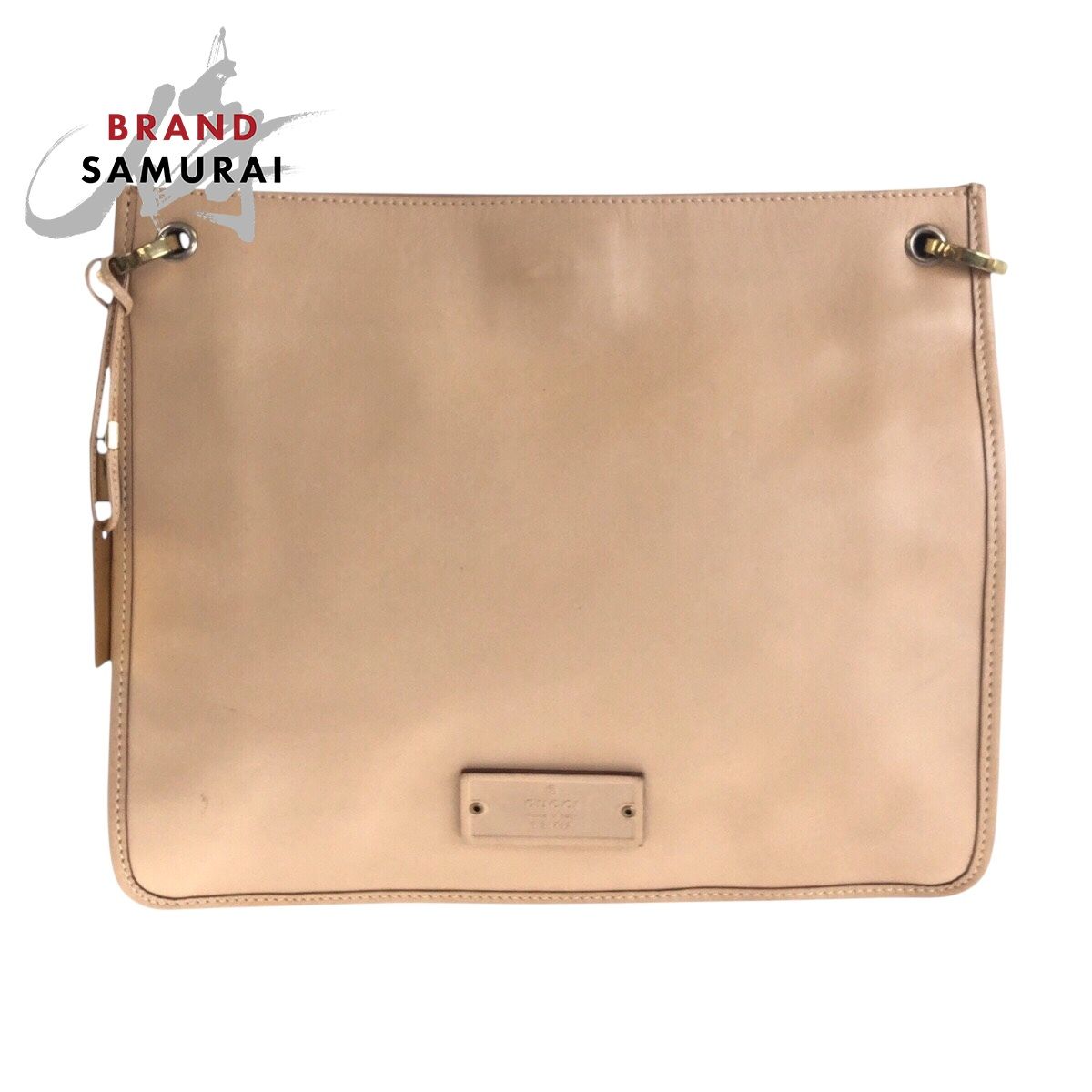 美品 GUCCI グッチ ベージュ ゴールド金具 レザー 91762 ショルダーバッグ ポシェット レディース 603093【中古】