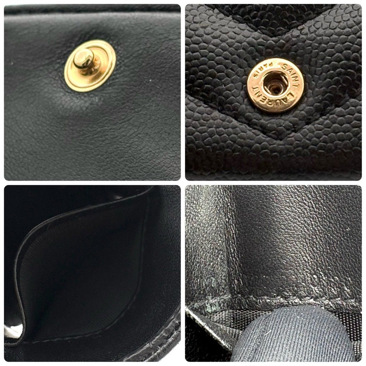 SAINT LAURENT サンローラン 三つ折り財布 キャビアスキン カサンドラ