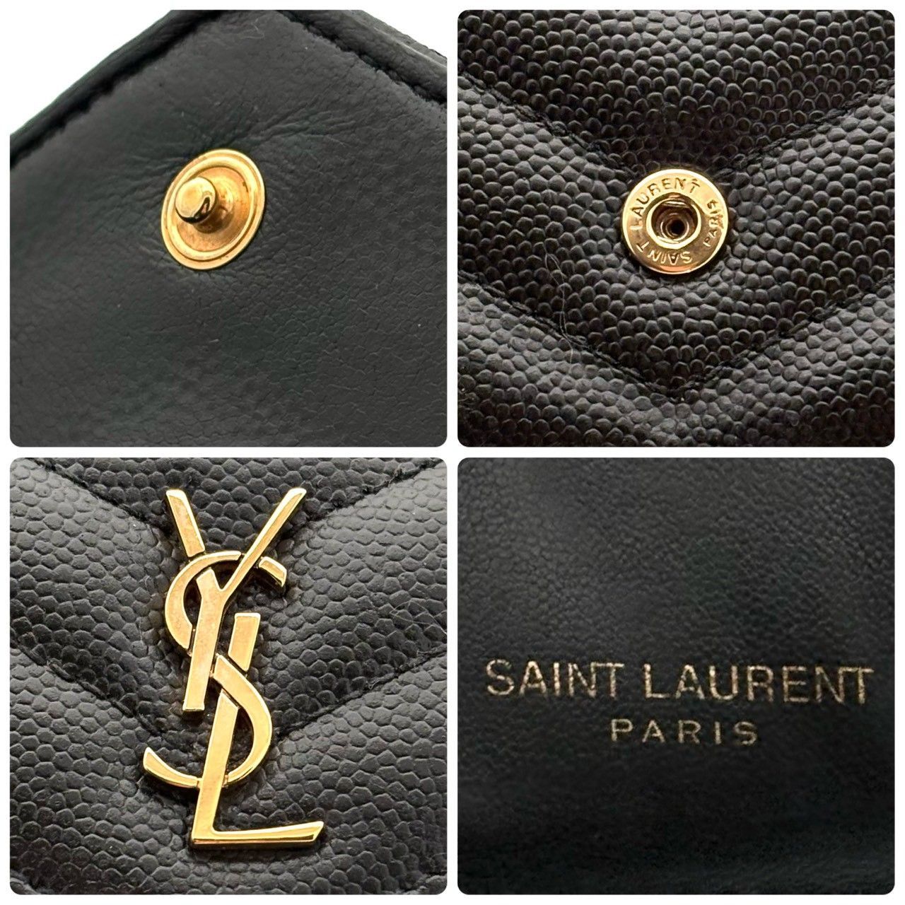 SAINT LAURENT サンローラン 三つ折り財布 キャビアスキン カサンドラ