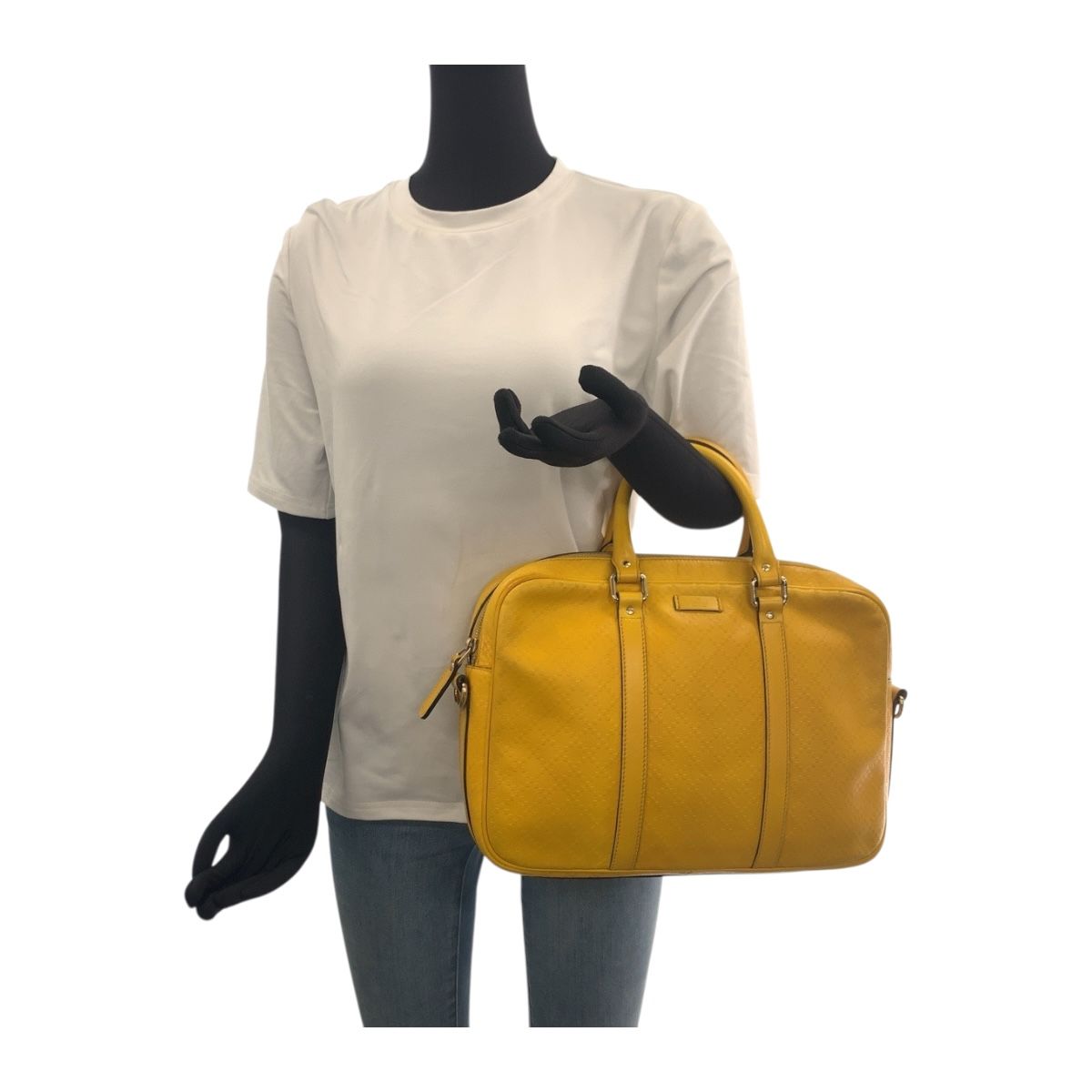 美品 GUCCI グッチ ディアマンテ イエロー シルバー金具 レザー 344357