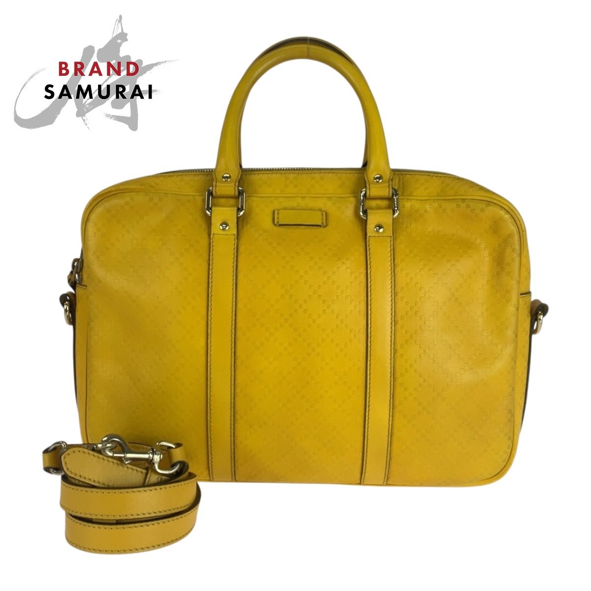 美品 GUCCI グッチ ディアマンテ イエロー シルバー金具 レザー 344357