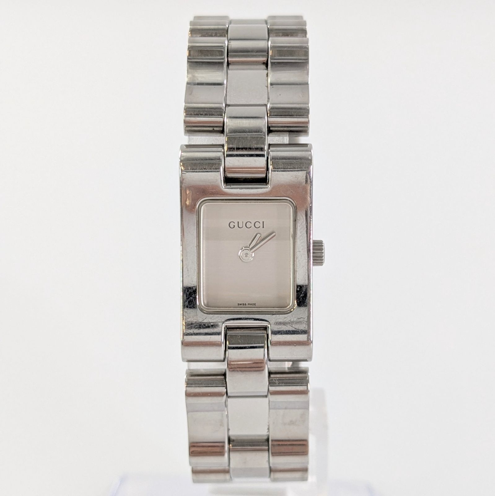 GUCCI グッチ 2305L QZ/SS スクエア シルバー文字盤 レディース腕時計 稼働品【QG-76】