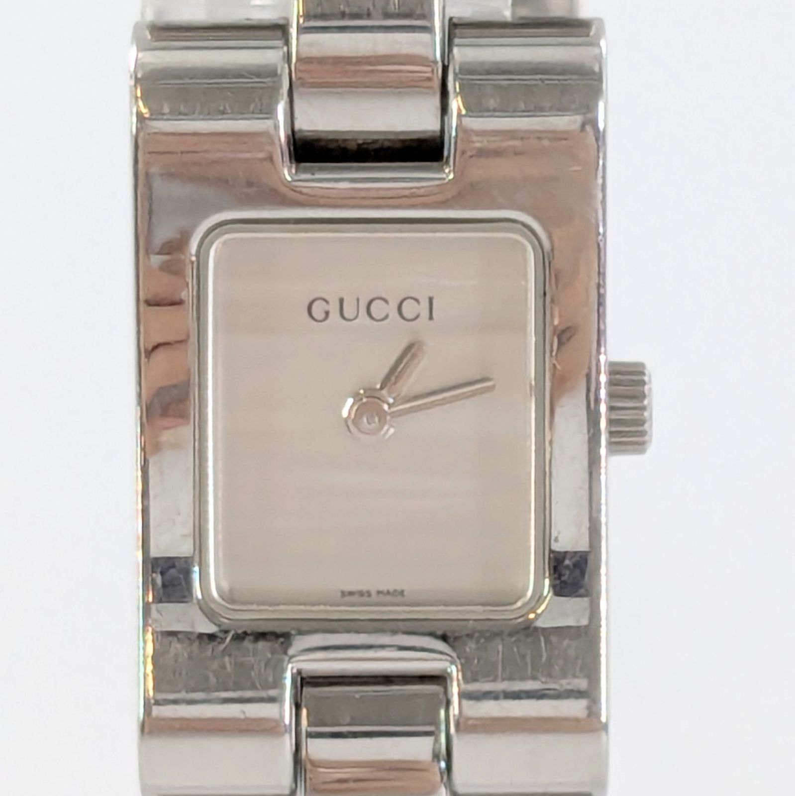 GUCCI グッチ 2305L QZ/SS スクエア シルバー文字盤 レディース腕時計 稼働品【QG-76】