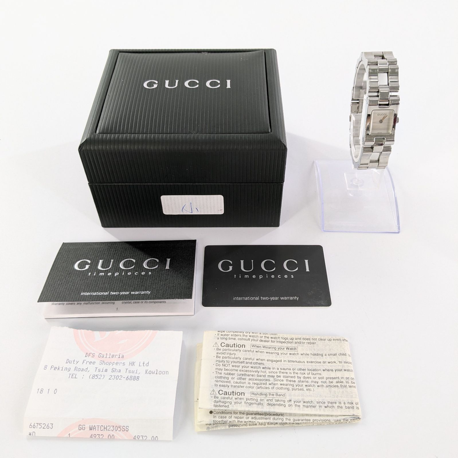GUCCI グッチ 2305L QZ/SS スクエア シルバー文字盤 レディース腕時計 稼働品【QG-76】