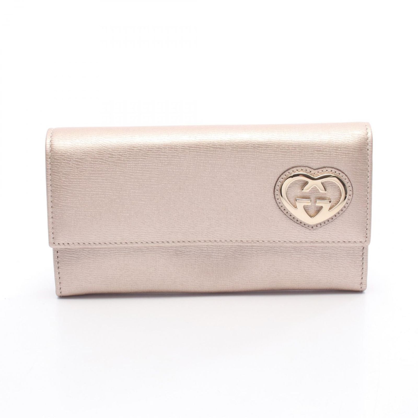 グッチ GUCCI 二つ折り長財布 ラブリー 251861 ローズゴールド レザー ラブリーハート ZIP長財布 レディース Used A