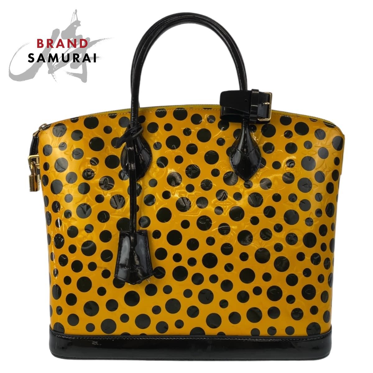希少 LOUIS VUITTON ルイヴィトン モノグラム ヴェルニ ロックイットMM 草間彌生 ゴールド金具 パテントレザー M91398 ハンドバッグ 505954【中古】