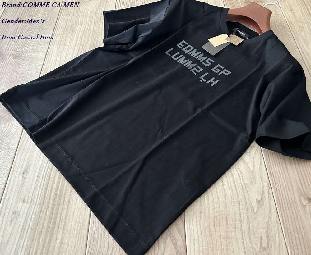 新品 COMME CA MEN コムサメン【別注限定品】シルキースムース ロゴTシャツ 05ブラック Mサイズ 90TO32 定価17,600円