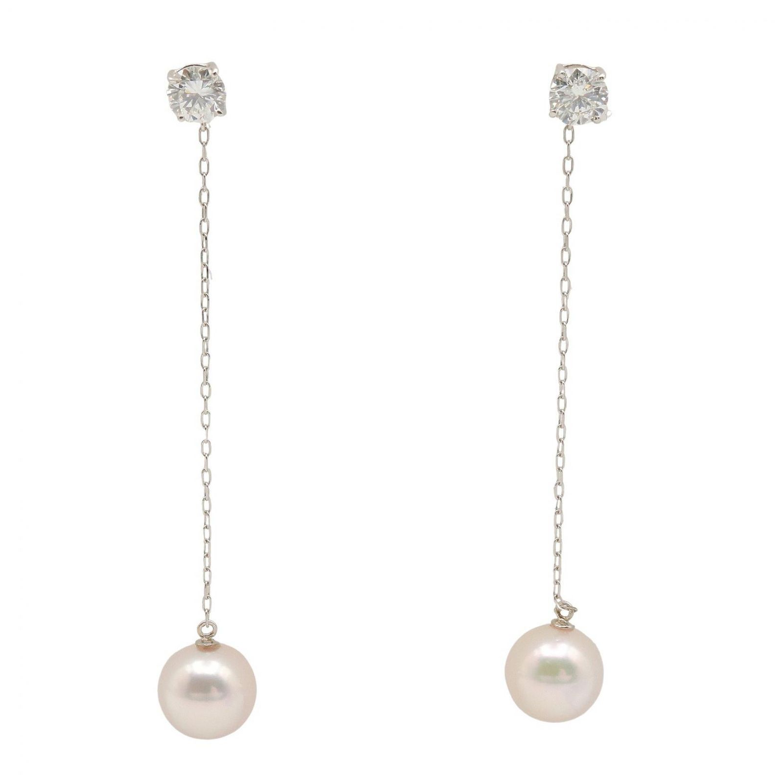 ジュエリー JEWELRY ピアス アコヤパパール ダイヤ ピアス ｱｺﾔﾊﾟｰﾙ/ﾀﾞｲﾔ 2.6g G*2 Pt900プラチナ ダイヤモンド パールピアス レディース Used A