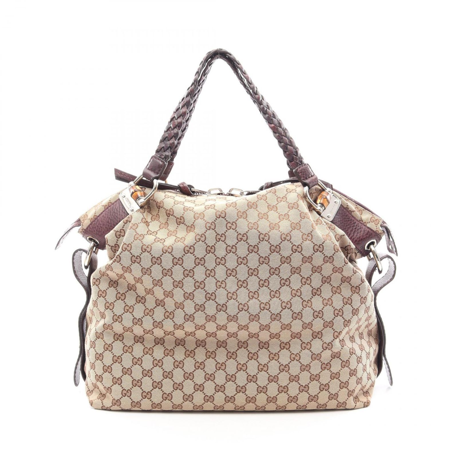 グッチ GUCCI トートバッグ バンブー GGキャンバス 232927 ベージュ キャンバス レザー バンブー トートバッグ レディース Used B