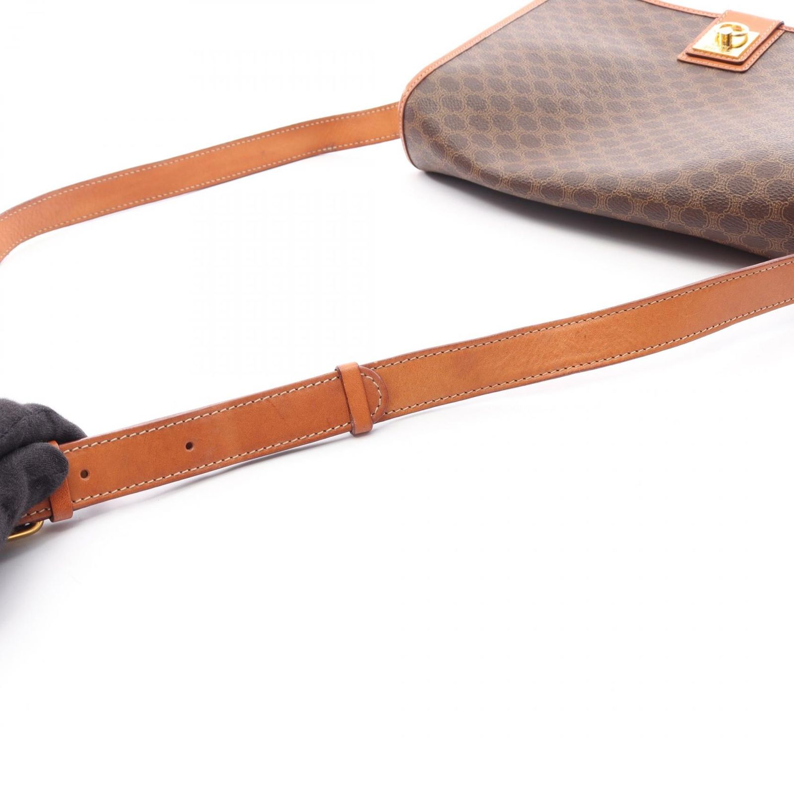セリーヌ CELINE ショルダーバッグ マカダム ブラウン PVCコーティング 