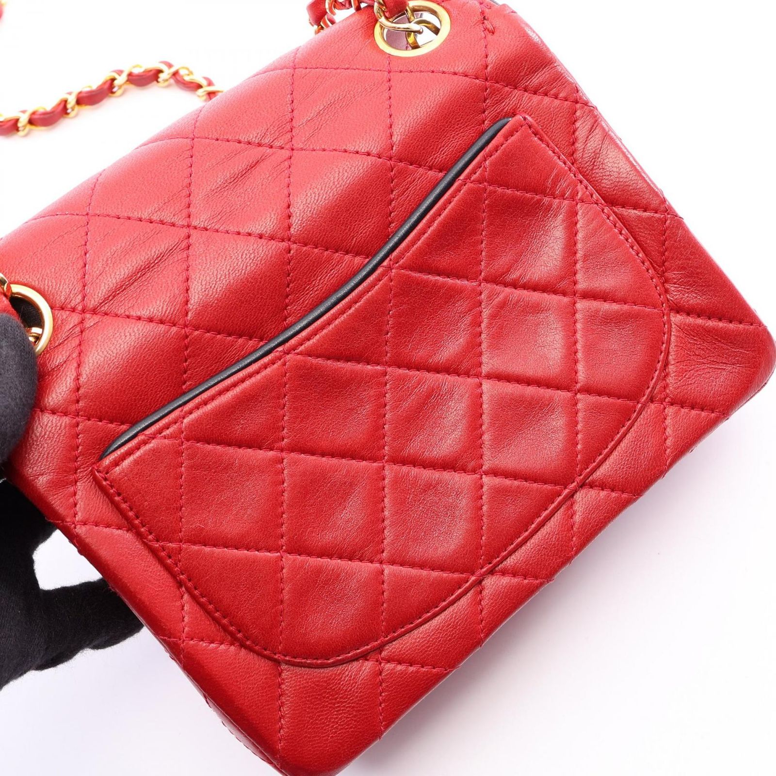 シャネル CHANEL ショルダーバッグ ミニマトラッセ レッド ラムスキン 