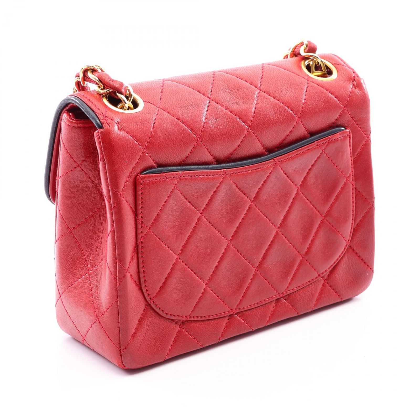 シャネル CHANEL ショルダーバッグ ミニマトラッセ レッド ラムスキン
