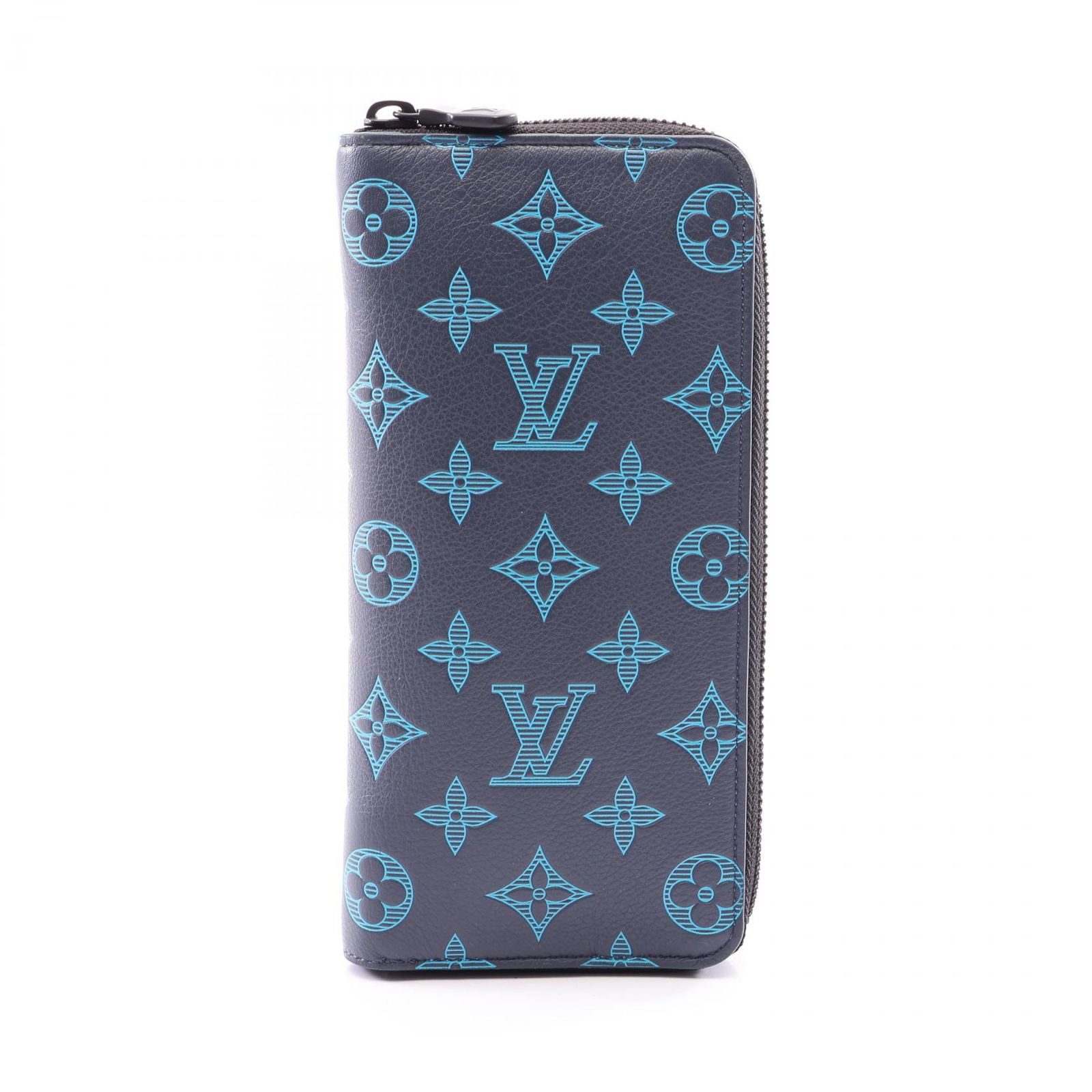 ルイ・ヴィトン LOUIS VUITTON ラウンド長財布 ジッピーウォレット ヴェルティカル M82322 ネイビー レザー ジッピーウォレット・ヴェルティカル メンズ Used B