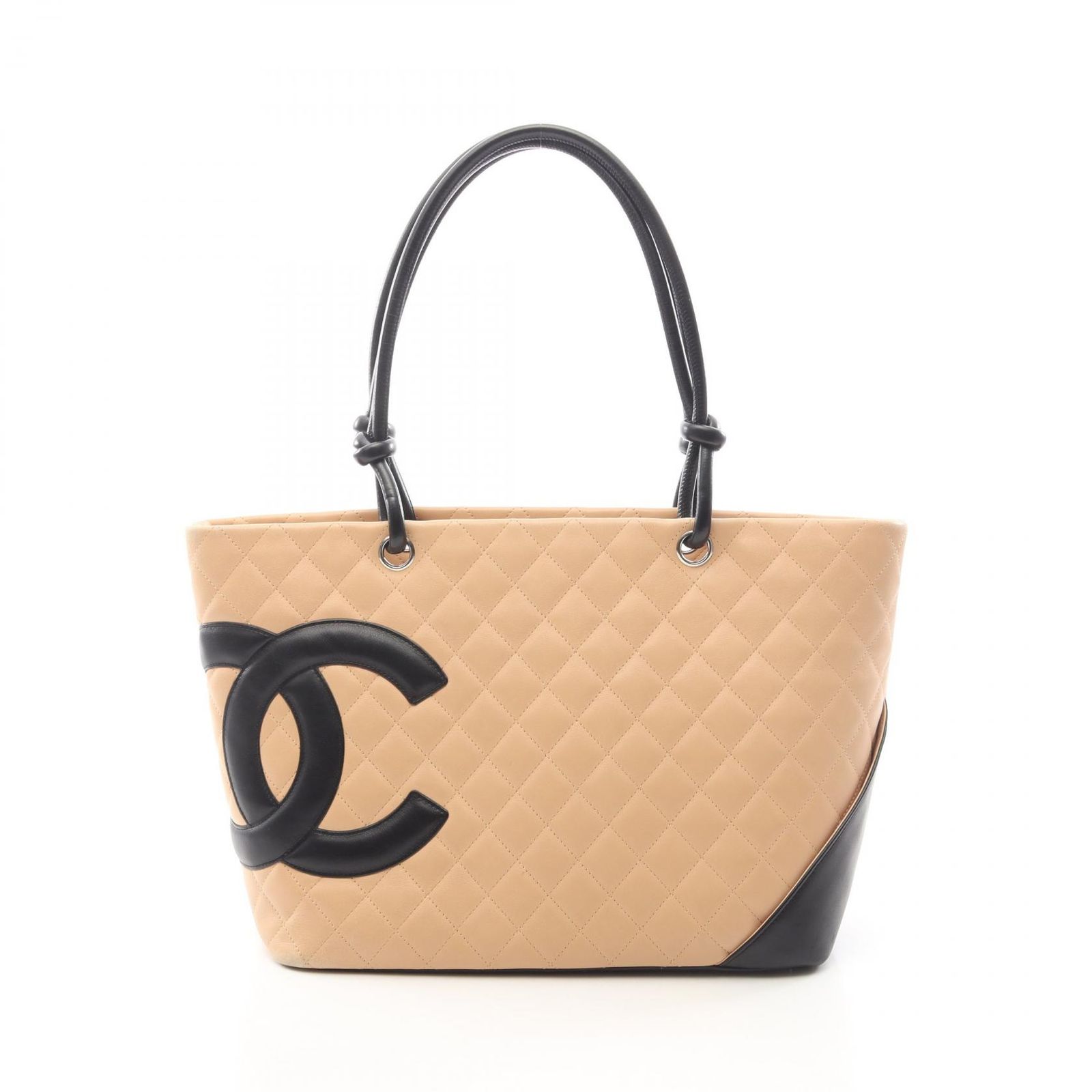 シャネル CHANEL トートバッグ カンボンライン ラージ A25169 ベージュ/ブラック レザー カンボンライン ラージ トート レディース Used B