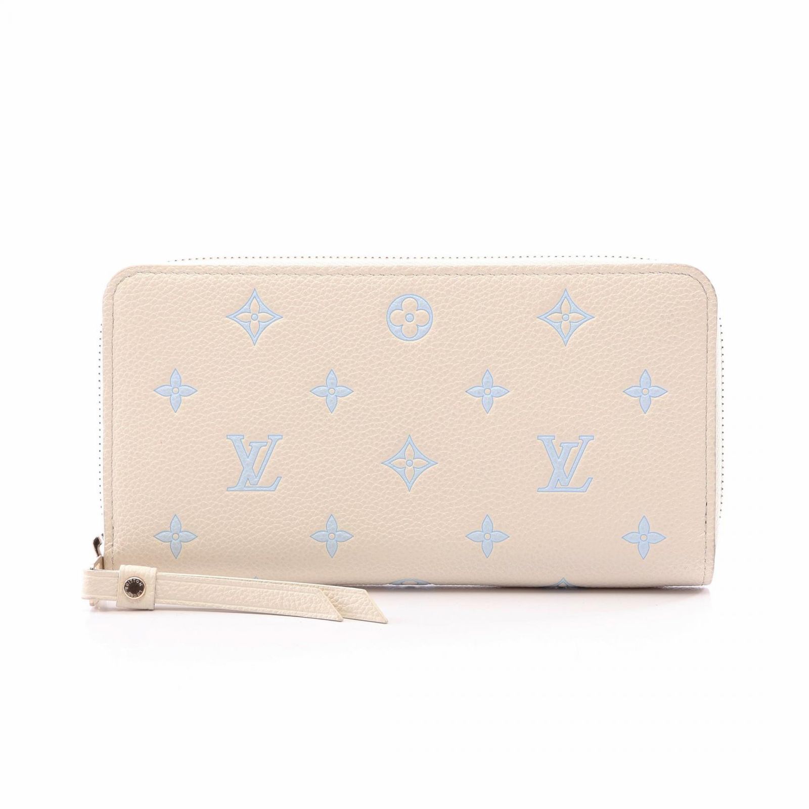 ルイ・ヴィトン LOUIS VUITTON ラウンド長財布 ジッピー ウォレット M28131 ミルキーホワイト/ブルー レザー ジッピー・ウォレット レディース Used A