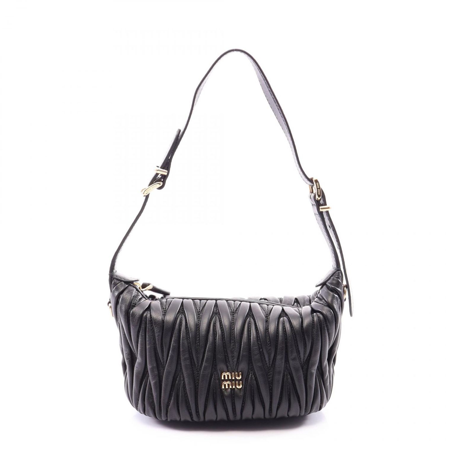 ミュウ ミュウ Miu Miu ハンドバッグ MATELASSE'MIU マテラッセ 5NE026 ブラック レザー マテラッセ ハンドポーチ レディース Used A
