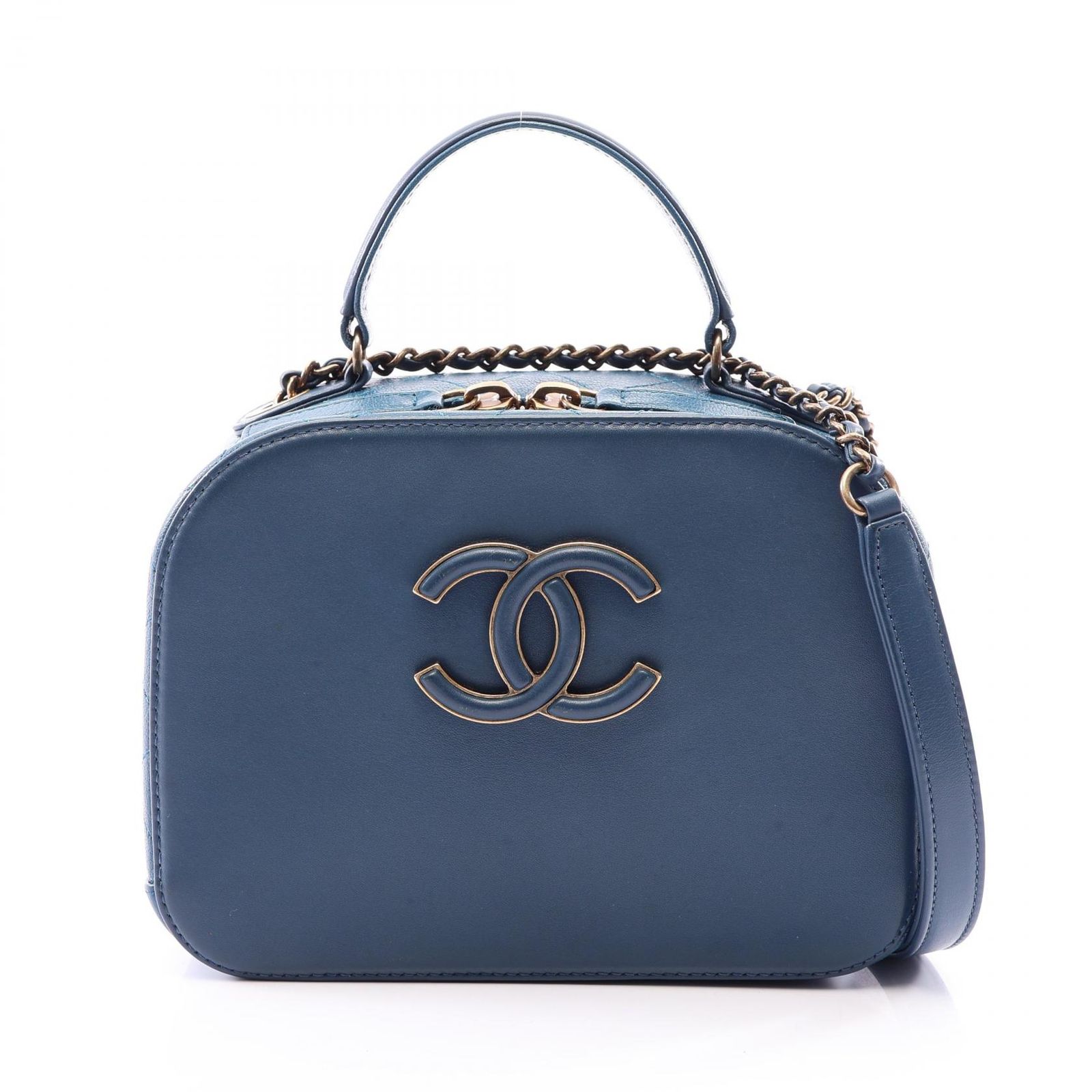 シャネル CHANEL ショルダーバッグ ココマーク 2WAY ブルー レザー マトラッセ トップハンドル 2wayチェーンショルダー レディース Used B