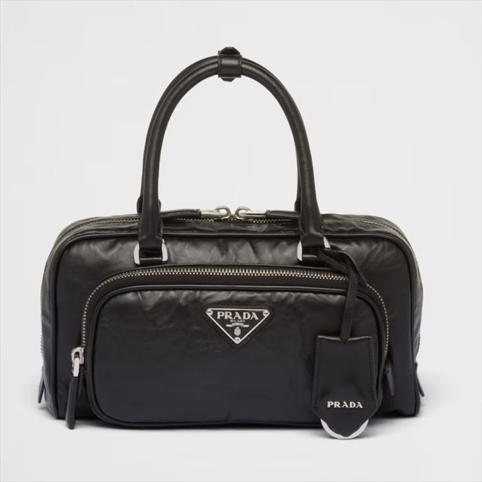 0858 PRADA プラダ ナッパアンティーク ミニポケット トップハンドルバッグ ブラック