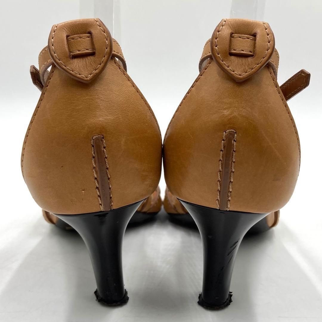 TODS トッズ サンダル 24.5cm レザー イタリア製 ベージュ ヒール