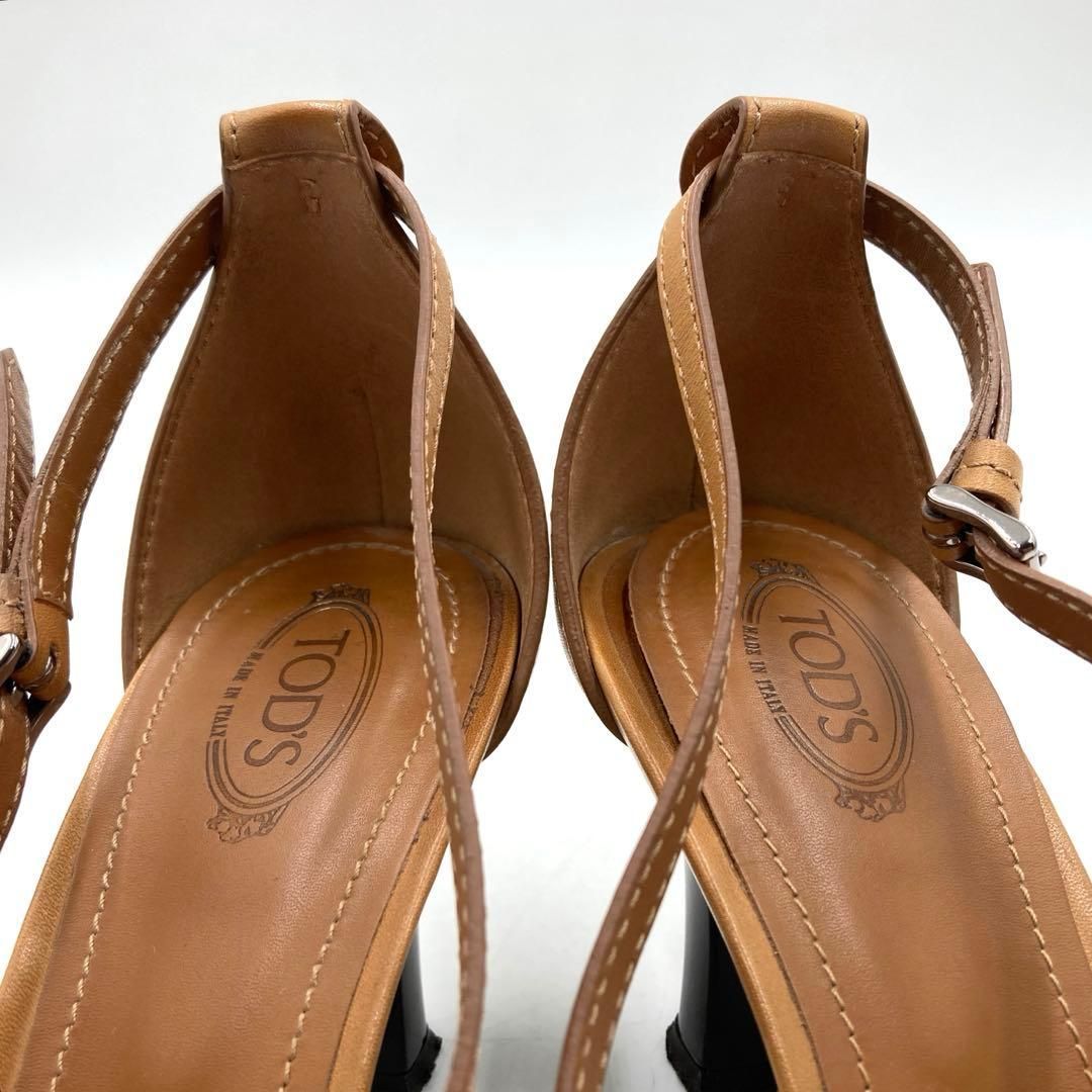 TODS トッズ サンダル 24.5cm レザー イタリア製 ベージュ ヒール