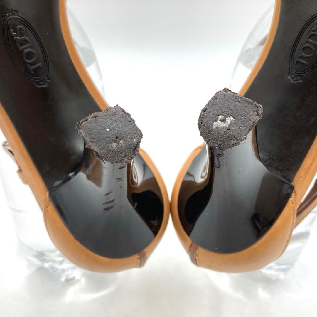 TODS トッズ サンダル 24.5cm レザー イタリア製 ベージュ ヒール