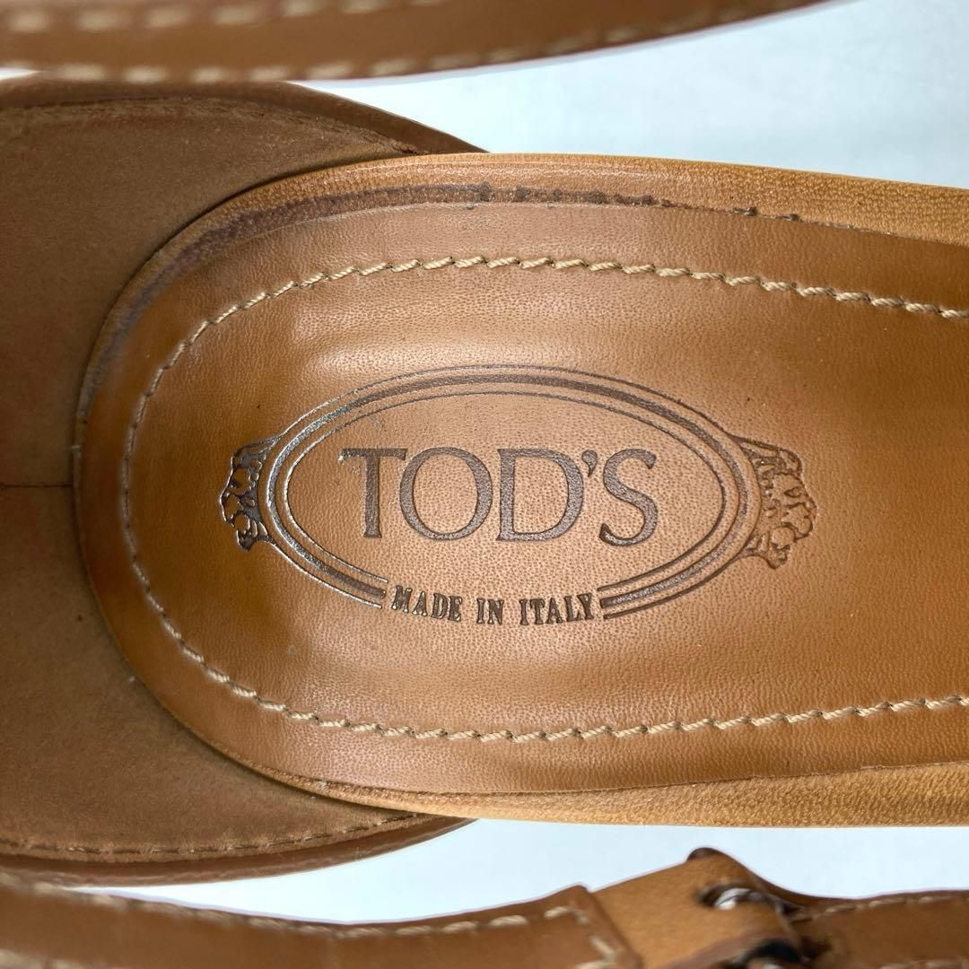 TODS トッズ サンダル 24.5cm レザー イタリア製 ベージュ ヒール