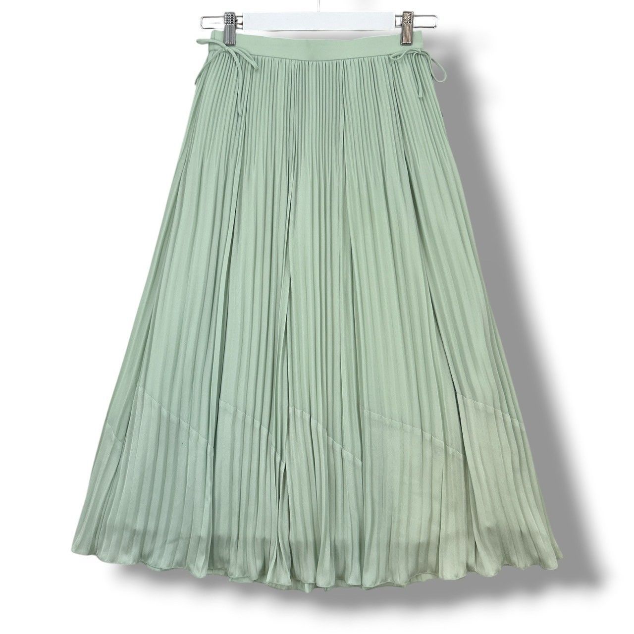 TOCCA トッカ プリーツロングスカート フレア リボン Aライン 黄緑