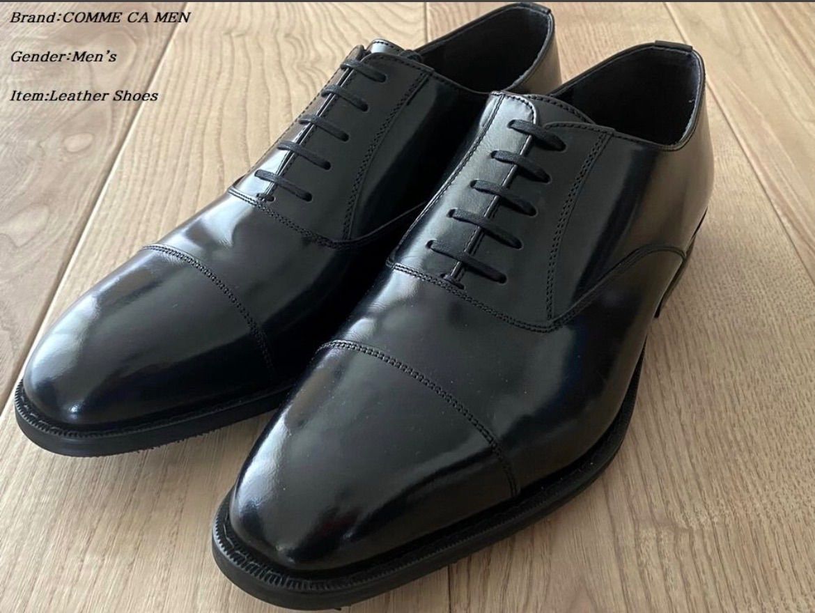 新品訳有り COMME CA MEN コムサメン 日本製 レースステイ ストレートチップ ドレスシューズ 05ブラック 26.0cm 48ZA04 定価31,900円