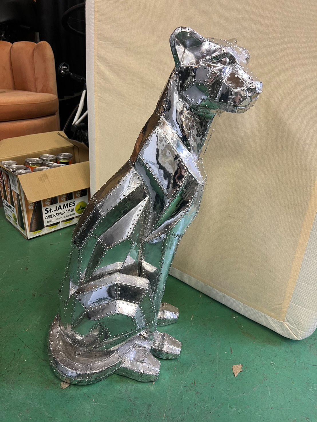 ▲希少品▼ KARE　カレ　チーター　オブジェ　デコフィギア　置物　豹柄 KARE カレ デコ オブジェ チーター レオパード クローム 置物 激レア