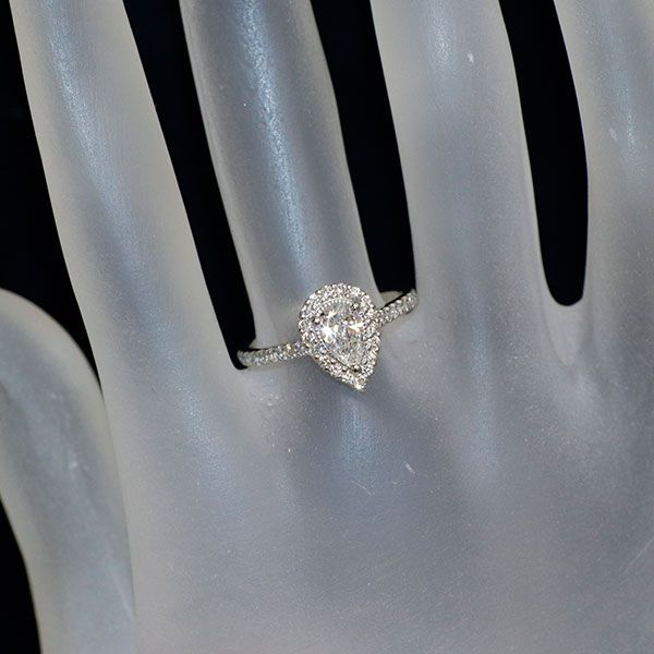 新品 Pt950 最高級ペアシェイプダイヤモンド リング 0.51ct D IF D0 