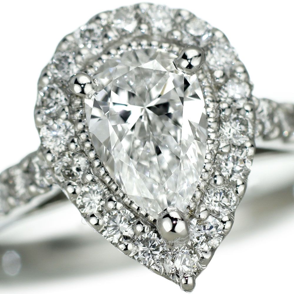 新品 Pt950 最高級ペアシェイプダイヤモンド リング 0.51ct D IF D0 