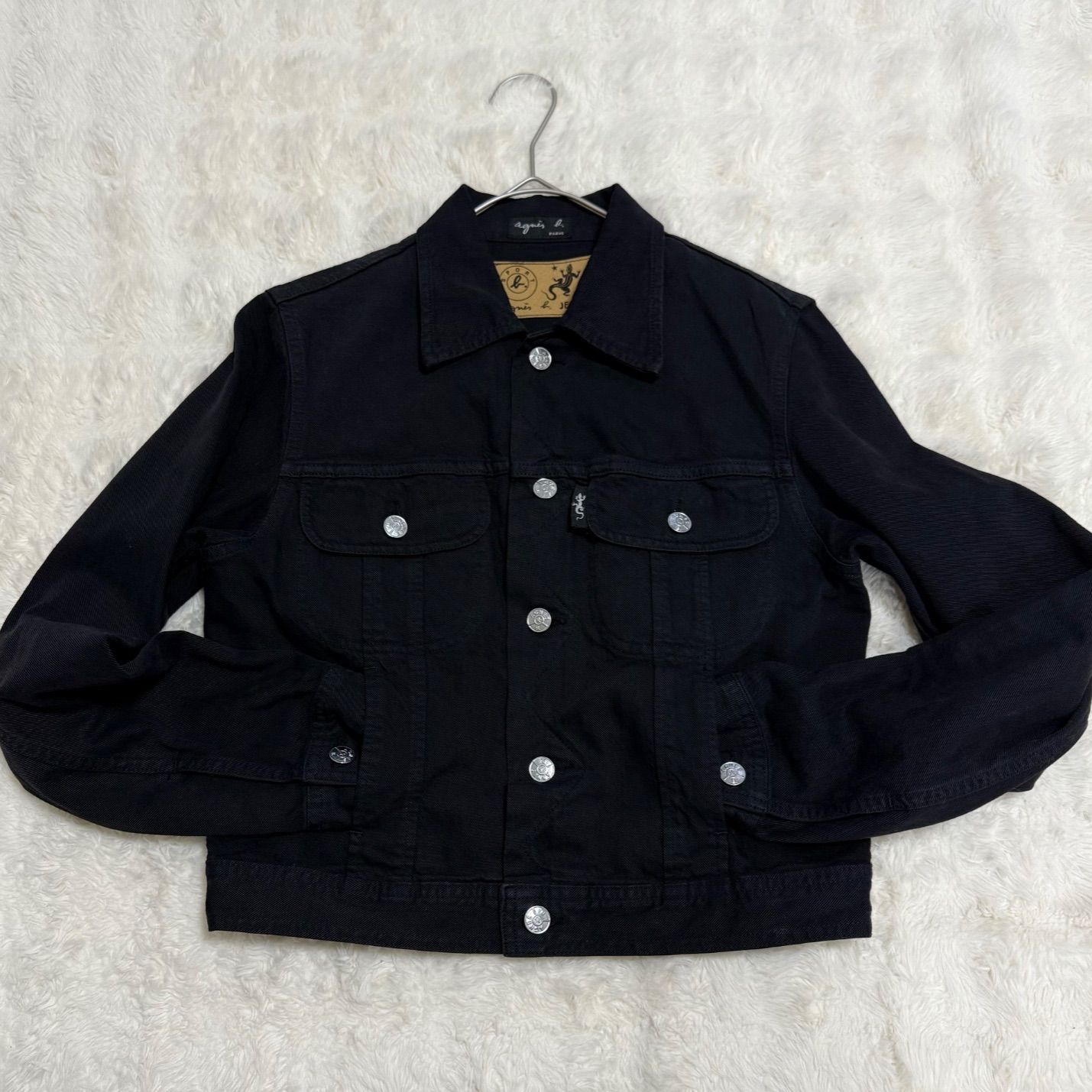 セールagnes bアニエスベー1990sフランス製Gジャン黒デニムジャケット 希少 フランス製 agnès b. JEANS Gジャン90年代 ブラック サイズ0
