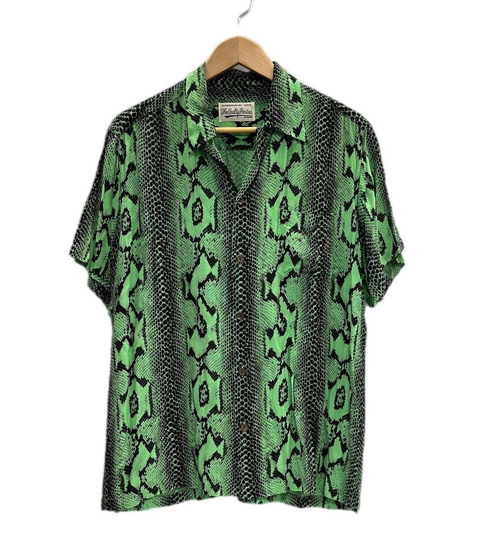 ワコマリア WACKO MARIA PYTHON HAWAIIAN SHIRT パイソンプリント 開襟 半袖シャツ 半袖シャツ グリーン Lサイズ 101MT-6427