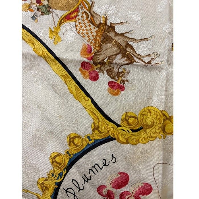 HERMES エルメス スカーフ カレ90 Plumes et Grelots 羽根飾りと鈴