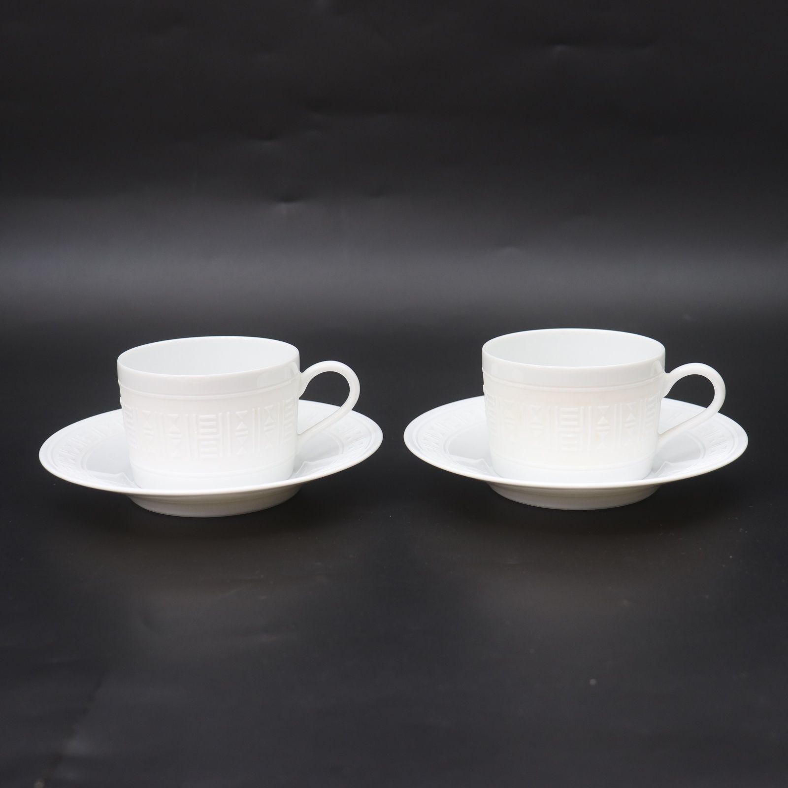 ITAIEBJNWHSM HERMES エルメス エーゲ カップ＆ソーサー ホワイト 白 ティーカップ コーヒーカップ セット 2客 ペア 食器 ブランド 陶磁器 インテリア キッチン