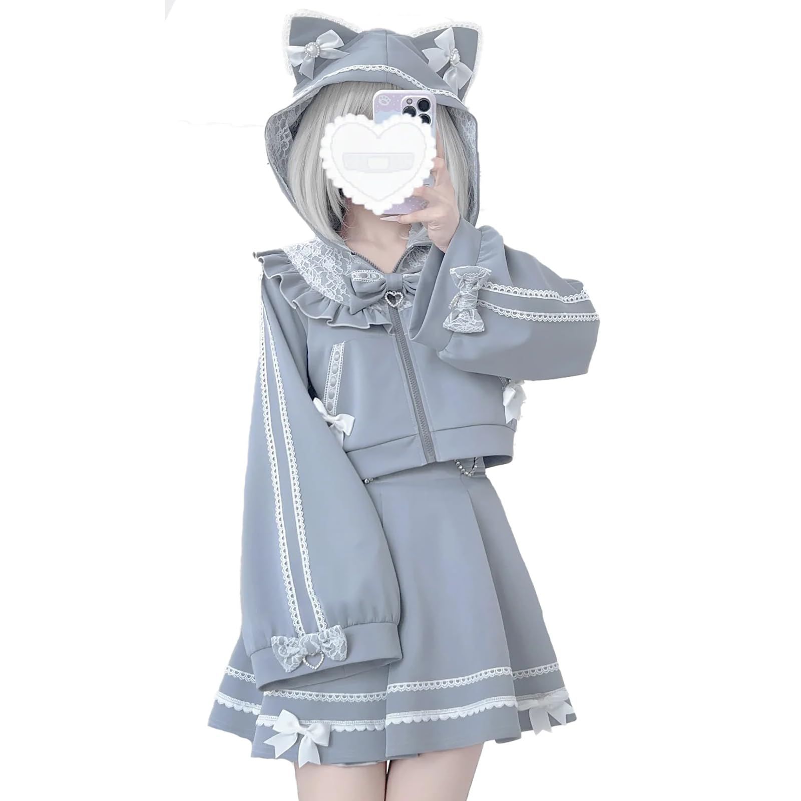 猫耳 パーカー レディース ゴシック ミニ フード付き リボン セクシー フリル サブカル ハイウエスト Y2K 地雷系 渋谷系 病み系