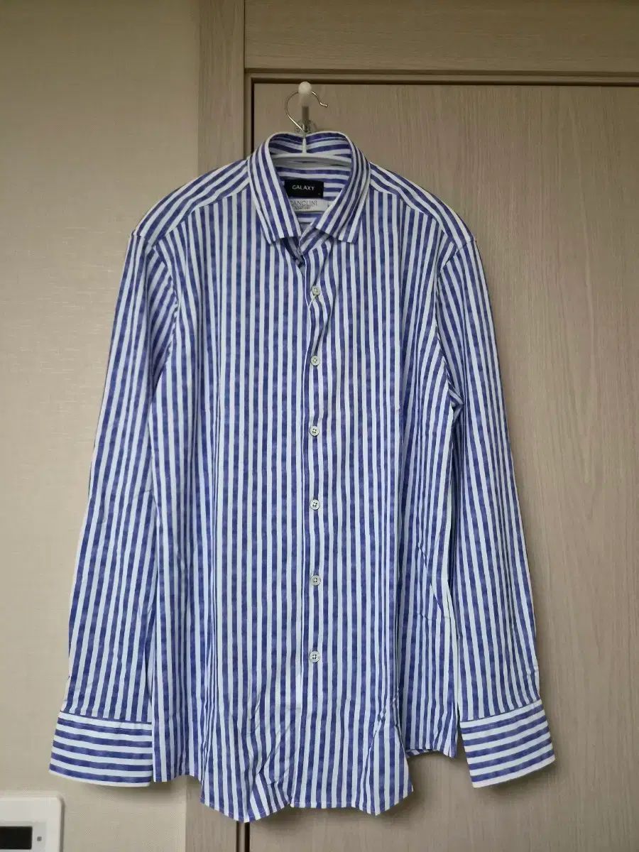 ギャラクシー canclini ブルー ストライプ シャツ