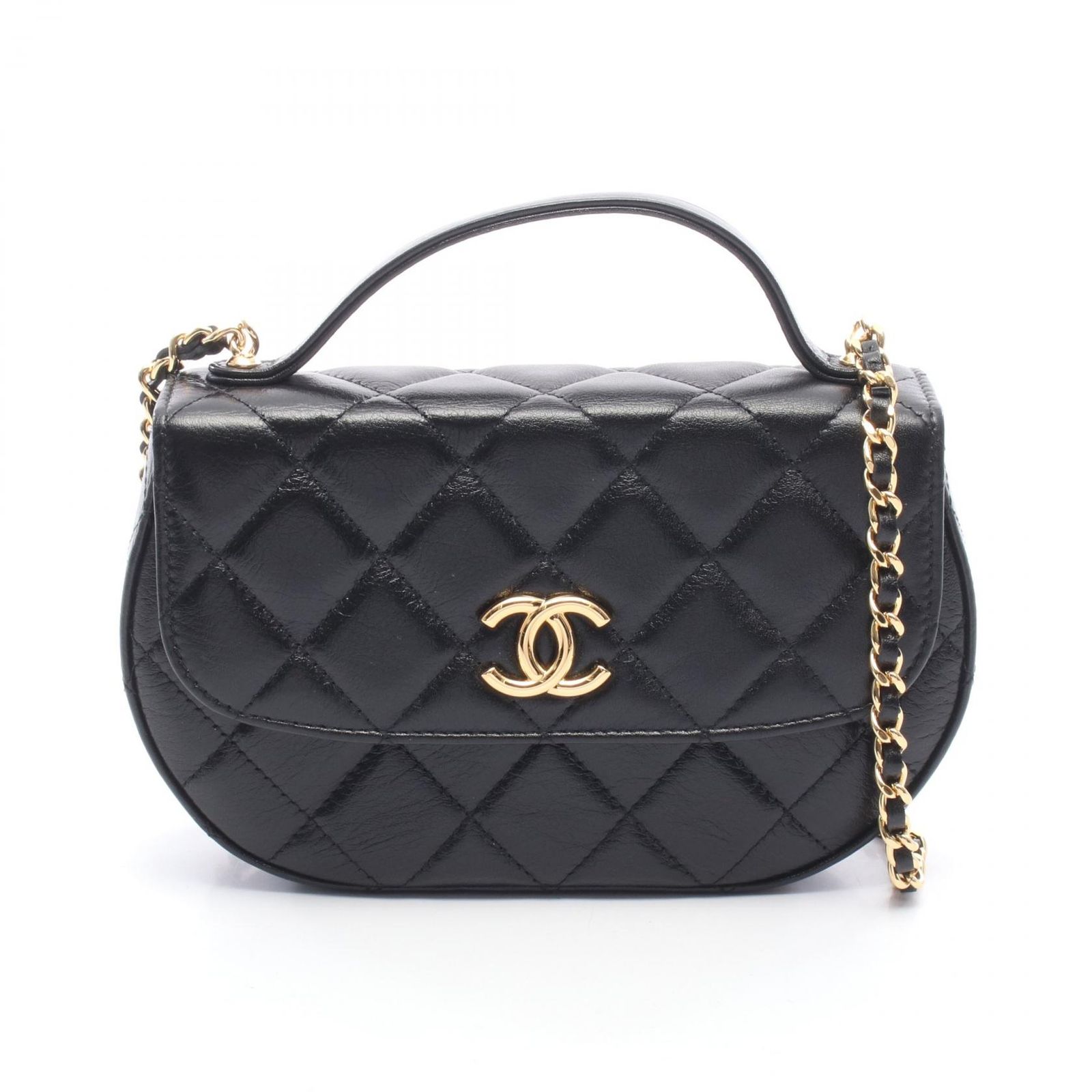 CHANEL シャネル トップハンドル フォンホルダー ウィズ チェーン ハーフムーン マトラッセ 2WAY ショルダーバッグ