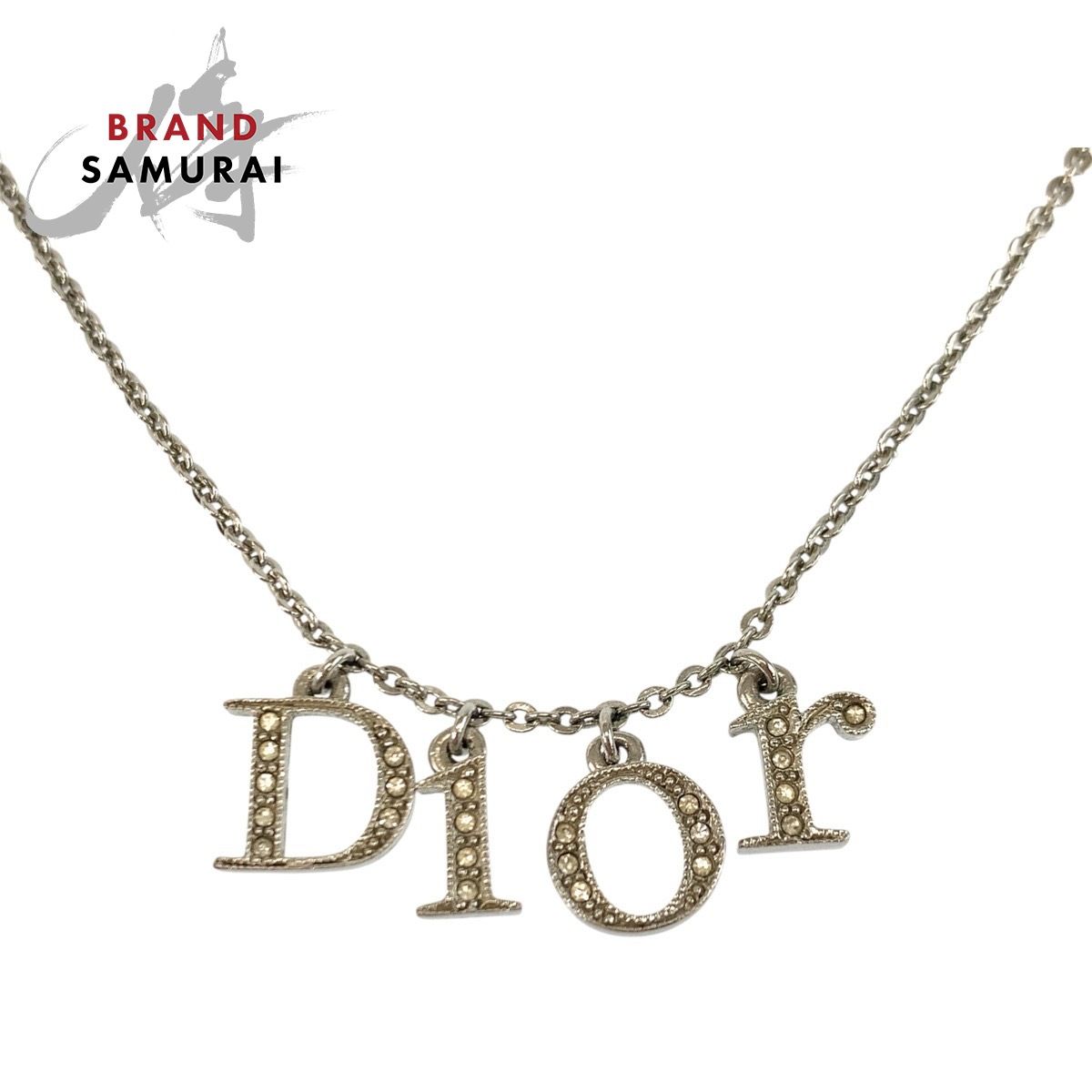 美品 Christian Dior クリスチャンディオール ヴィンテージ ロゴ スパンコール メッキ ネックレス レディース 602595【中古】