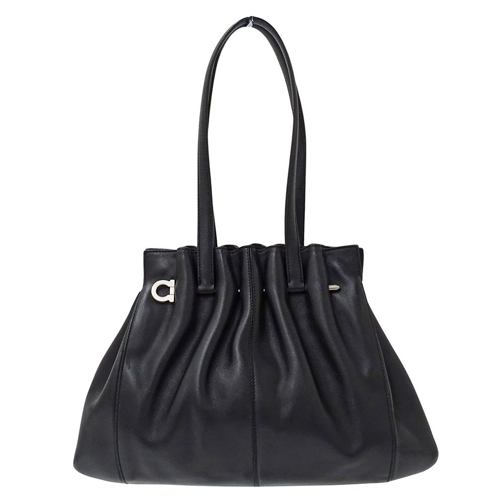 フェラガモ Ferragamo バッグ レディース ブランド トートバッグ ガンチーニ レザー ブラック 黒 おしゃれ 【中古】