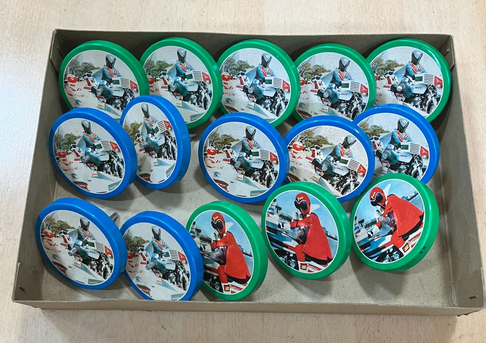 【T13】 ゴレンジャーこま　昭和レトロ 駄菓子屋玩具　コマ　こま 特撮　戦隊シリーズ　ゴレンジャー　2箱セット　30個セット　セット売り