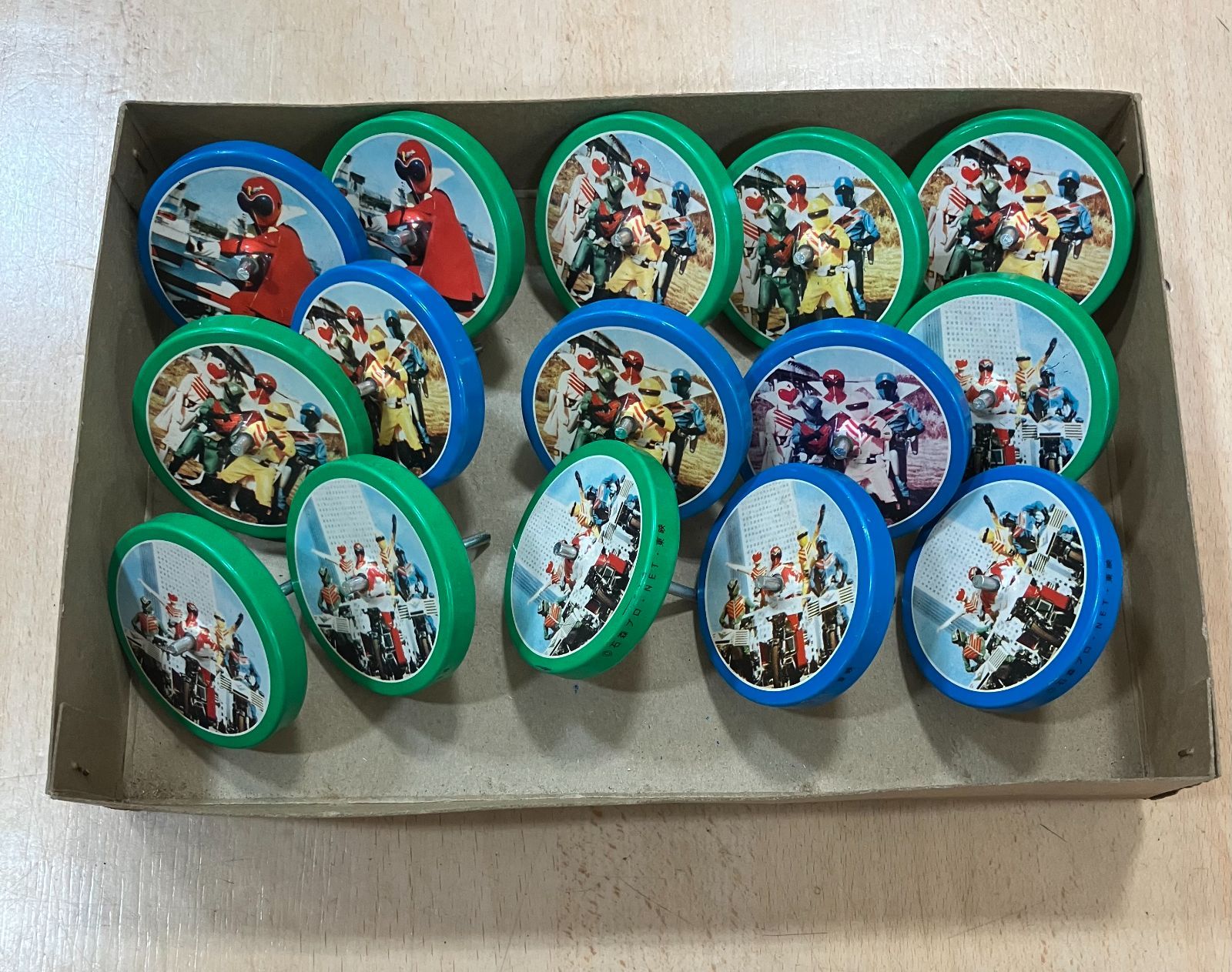 【T13】 ゴレンジャーこま　昭和レトロ 駄菓子屋玩具　コマ　こま 特撮　戦隊シリーズ　ゴレンジャー　2箱セット　30個セット　セット売り