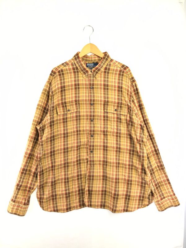【中古品】 RALPH LAUREN ラルフローレン SPORT CARRINGTON スポーツ キャリンントン 90's LS FLANNEL WORK SHIRT 90年代 フランネルシャツ シャツ 【146-260611-rt-15-tagh】