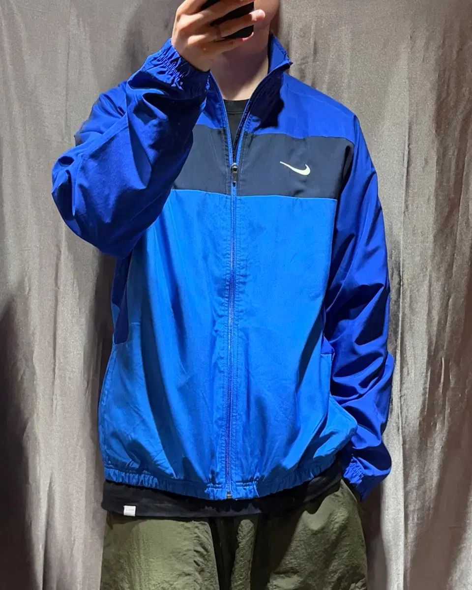 XL NIKE スウッシュ バイカラー ウィンドブレーカー ブルー