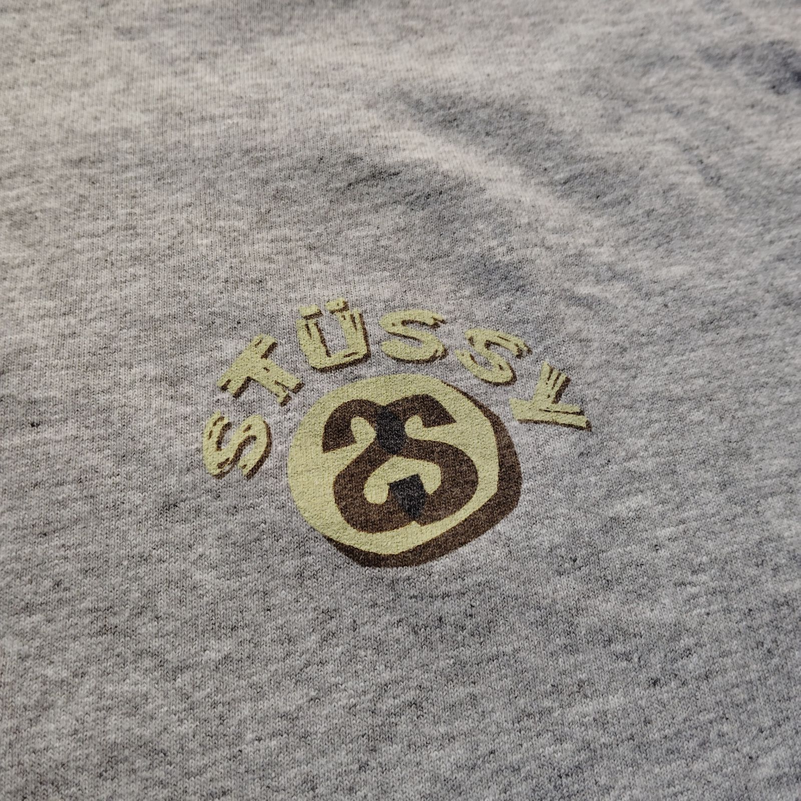 STUSSY 90s グレー USA製 SSリンク 紺タグ バックプリント Tシャツ