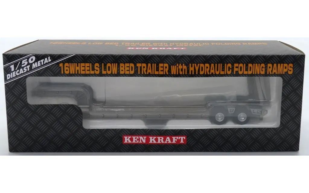 【中古】ミニカー 1/50 16輪 中低床重量物運搬用トレーラ 自動あゆみ付(ライトガンメタリック) [KK1011GM]