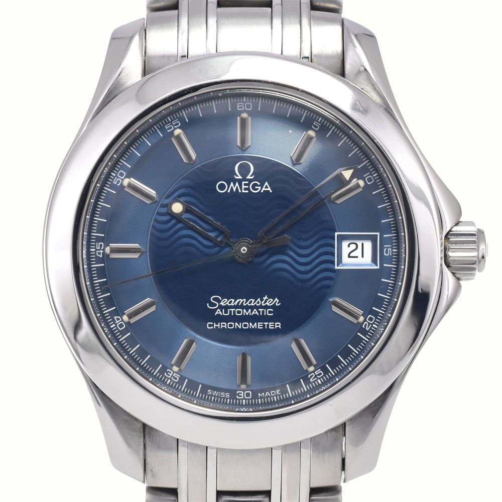 オメガ OMEGA 2501.81 シーマスター クロノメーター ブルー 自動巻き メンズ 良品 腕時計 L#148137