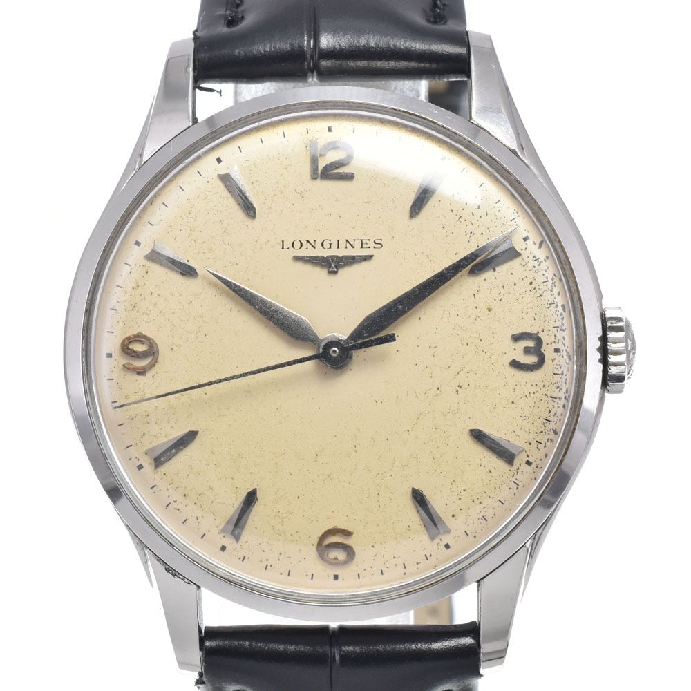 ロンジン LONGINES ラウンド シルバー 手巻き メンズ 腕時計 L#148090