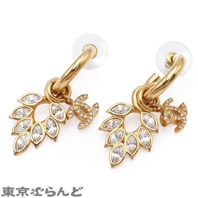 CHANEL ゴールド ピアス シャネル CHANEL ピアス ドロップ ゴールド メタル ラインストーン