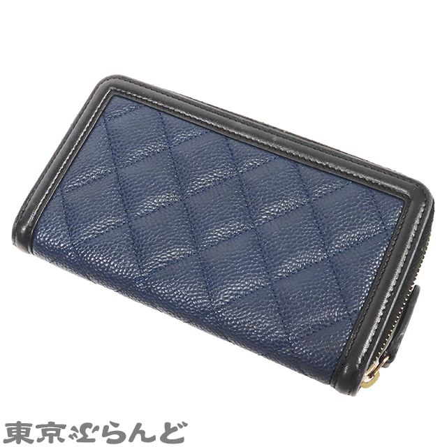 シャネル CHANEL CCフィリグリー ミディアムウォレット ネイビー